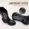 imageGirls Cowboy Boots Western Mid Calf Pointed Toe Kids Cowgirl Boots Embroidered Side Zipper Girls Horse Riding Boots Country Party for Toddler Little Big KidsBlack Rhinestone