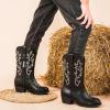 imageGirls Cowboy Boots Western Mid Calf Pointed Toe Kids Cowgirl Boots Embroidered Side Zipper Girls Horse Riding Boots Country Party for Toddler Little Big KidsBlack Embroidery