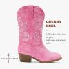 imageGirls Cowboy Boots Western Mid Calf Pointed Toe Kids Cowgirl Boots Embroidered Side Zipper Girls Horse Riding Boots Country Party for Toddler Little Big KidsPink