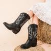 imageGirls Cowboy Boots Western Mid Calf Pointed Toe Kids Cowgirl Boots Embroidered Side Zipper Girls Horse Riding Boots Country Party for Toddler Little Big KidsBlack Rhinestone