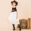 imageGirls Cowboy Boots Western Mid Calf Pointed Toe Kids Cowgirl Boots Embroidered Side Zipper Girls Horse Riding Boots Country Party for Toddler Little Big KidsBlack Rhinestone