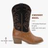 imageGirls Cowboy Boots Western Mid Calf Pointed Toe Kids Cowgirl Boots Embroidered Side Zipper Girls Horse Riding Boots Country Party for Toddler Little Big KidsBlack Brown