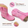 imageGirls Cowboy Boots Western Mid Calf Pointed Toe Kids Cowgirl Boots Embroidered Side Zipper Girls Horse Riding Boots Country Party for Toddler Little Big KidsPink