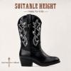 imageGirls Cowboy Boots Western Mid Calf Pointed Toe Kids Cowgirl Boots Embroidered Side Zipper Girls Horse Riding Boots Country Party for Toddler Little Big KidsBlack Rhinestone