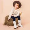 imageGirls Cowboy Boots Western Mid Calf Pointed Toe Kids Cowgirl Boots Embroidered Side Zipper Girls Horse Riding Boots Country Party for Toddler Little Big KidsWhite