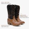 imageGirls Cowboy Boots Western Mid Calf Pointed Toe Kids Cowgirl Boots Embroidered Side Zipper Girls Horse Riding Boots Country Party for Toddler Little Big KidsBlack Brown