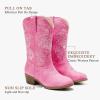 imageGirls Cowboy Boots Western Mid Calf Pointed Toe Kids Cowgirl Boots Embroidered Side Zipper Girls Horse Riding Boots Country Party for Toddler Little Big KidsPink