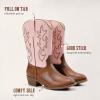 imageGirls Cowboy Boots Western Mid Calf Pointed Toe Kids Cowgirl Boots Embroidered Side Zipper Girls Horse Riding Boots Country Party for Toddler Little Big KidsPink Brown Embroidery