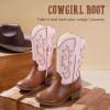 imageGirls Cowboy Boots Western Mid Calf Pointed Toe Kids Cowgirl Boots Embroidered Side Zipper Girls Horse Riding Boots Country Party for Toddler Little Big KidsPink Brown Embroidery
