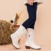 imageGirls Cowboy Boots Western Mid Calf Pointed Toe Kids Cowgirl Boots Embroidered Side Zipper Girls Horse Riding Boots Country Party for Toddler Little Big KidsWhite