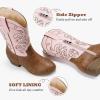 imageGirls Cowboy Boots Western Mid Calf Pointed Toe Kids Cowgirl Boots Embroidered Side Zipper Girls Horse Riding Boots Country Party for Toddler Little Big KidsPink Brown