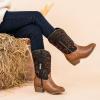 imageGirls Cowboy Boots Western Mid Calf Pointed Toe Kids Cowgirl Boots Embroidered Side Zipper Girls Horse Riding Boots Country Party for Toddler Little Big KidsBlack Brown