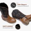 imageGirls Cowboy Boots Western Mid Calf Pointed Toe Kids Cowgirl Boots Embroidered Side Zipper Girls Horse Riding Boots Country Party for Toddler Little Big KidsBlack Brown