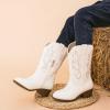 imageGirls Cowboy Boots Western Mid Calf Pointed Toe Kids Cowgirl Boots Embroidered Side Zipper Girls Horse Riding Boots Country Party for Toddler Little Big KidsWhite Embroidery