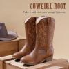 imageCowboy Boots for Girls Pointed Toe Kids Cowgirl Boots Mid Calf Western Youth Cowgirl Boots Horse Riding Party for Toddler Little Big KidsBrown Embroidery