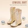 imageCowboy Boots for Girls Pointed Toe Kids Cowgirl Boots Mid Calf Western Youth Cowgirl Boots Horse Riding Party for Toddler Little Big KidsGold Rhinestone