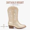 imageCowboy Boots for Girls Pointed Toe Kids Cowgirl Boots Mid Calf Western Youth Cowgirl Boots Horse Riding Party for Toddler Little Big KidsGold Rhinestone