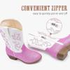 imageCowboy Boots for Girls Pointed Toe Kids Cowgirl Boots Mid Calf Western Youth Cowgirl Boots Horse Riding Party for Toddler Little Big KidsPink White Embroidery