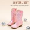 imageCowboy Boots for Girls Pointed Toe Kids Cowgirl Boots Mid Calf Western Youth Cowgirl Boots Horse Riding Party for Toddler Little Big KidsRose Pink Rhinestone