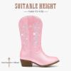 imageCowboy Boots for Girls Pointed Toe Kids Cowgirl Boots Mid Calf Western Youth Cowgirl Boots Horse Riding Party for Toddler Little Big KidsRose Pink Rhinestone