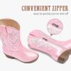 imageCowboy Boots for Girls Pointed Toe Kids Cowgirl Boots Mid Calf Western Youth Cowgirl Boots Horse Riding Party for Toddler Little Big KidsRose Pink Rhinestone