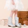 imageCowboy Boots for Girls Pointed Toe Kids Cowgirl Boots Mid Calf Western Youth Cowgirl Boots Horse Riding Party for Toddler Little Big KidsSilver Rhinestone