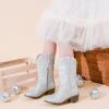 imageCowboy Boots for Girls Pointed Toe Kids Cowgirl Boots Mid Calf Western Youth Cowgirl Boots Horse Riding Party for Toddler Little Big KidsSilver Rhinestone