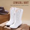 imageCowboy Boots for Girls Pointed Toe Kids Cowgirl Boots Mid Calf Western Youth Cowgirl Boots Horse Riding Party for Toddler Little Big KidsWhite Embroidery