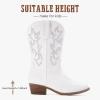 imageCowboy Boots for Girls Pointed Toe Kids Cowgirl Boots Mid Calf Western Youth Cowgirl Boots Horse Riding Party for Toddler Little Big KidsWhite Rhinestone