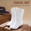 imageCowboy Boots for Girls Pointed Toe Kids Cowgirl Boots Mid Calf Western Youth Cowgirl Boots Horse Riding Party for Toddler Little Big KidsWhite Rhinestone