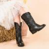 imageCowgirl Boots for Girls Mid Calf Youth Girl Cowboy Western Boots Pointed Toe Embroidered for Horse Riding Country Party Toddler Little Big KidsBlack