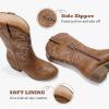 imageCowgirl Boots for Girls Mid Calf Youth Girl Cowboy Western Boots Pointed Toe Embroidered for Horse Riding Country Party Toddler Little Big KidsBrown
