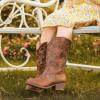 imageCowgirl Boots for Girls Mid Calf Youth Girl Cowboy Western Boots Pointed Toe Embroidered for Horse Riding Country Party Toddler Little Big KidsBrown