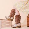 imageCowgirl Boots for Girls Mid Calf Youth Girl Cowboy Western Boots Pointed Toe Embroidered for Horse Riding Country Party Toddler Little Big KidsBrown Sequins