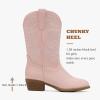 imageCowgirl Boots for Girls Mid Calf Youth Girl Cowboy Western Boots Pointed Toe Embroidered for Horse Riding Country Party Toddler Little Big KidsLight Pink