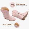imageCowgirl Boots for Girls Mid Calf Youth Girl Cowboy Western Boots Pointed Toe Embroidered for Horse Riding Country Party Toddler Little Big KidsLight Pink