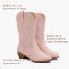 imageCowgirl Boots for Girls Mid Calf Youth Girl Cowboy Western Boots Pointed Toe Embroidered for Horse Riding Country Party Toddler Little Big KidsLight Pink