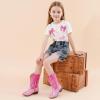 imageCowgirl Boots for Girls Mid Calf Youth Girl Cowboy Western Boots Pointed Toe Embroidered for Horse Riding Country Party Toddler Little Big KidsPink Sequins