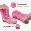 imageCowgirl Boots for Girls Mid Calf Youth Girl Cowboy Western Boots Pointed Toe Embroidered for Horse Riding Country Party Toddler Little Big KidsPink Sequins