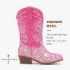 imageCowgirl Boots for Girls Mid Calf Youth Girl Cowboy Western Boots Pointed Toe Embroidered for Horse Riding Country Party Toddler Little Big KidsPink Sequins