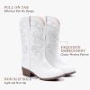 imageCowgirl Boots for Girls Mid Calf Youth Girl Cowboy Western Boots Pointed Toe Embroidered for Horse Riding Country Party Toddler Little Big KidsWhite