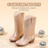 imageCowgirl Boots for Little Girls Mid Calf Pointed Toe Kid Cowboy Boots Side Zipper Classic Embroidered Western Boots Horse Riding Shoes Party for Toddler Little Big KidsCham