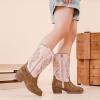imageCowgirl Boots for Little Girls Mid Calf Pointed Toe Kid Cowboy Boots Side Zipper Classic Embroidered Western Boots Horse Riding Shoes Party for Toddler Little Big KidsPink Brown