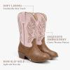 imageCowgirl Boots for Little Girls Mid Calf Pointed Toe Kid Cowboy Boots Side Zipper Classic Embroidered Western Boots Horse Riding Shoes Party for Toddler Little Big KidsPink Brown