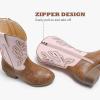 imageCowgirl Boots for Little Girls Mid Calf Pointed Toe Kid Cowboy Boots Side Zipper Classic Embroidered Western Boots Horse Riding Shoes Party for Toddler Little Big KidsPink Brown