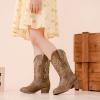 imageCowgirl Boots for Little Girls Mid Calf Pointed Toe Kid Cowboy Boots Side Zipper Classic Embroidered Western Boots Horse Riding Shoes Party for Toddler Little Big KidsLight Brown