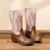 imageCowgirl Boots for Little Girls Mid Calf Pointed Toe Kid Cowboy Boots Side Zipper Classic Embroidered Western Boots Horse Riding Shoes Party for Toddler Little Big KidsPink Brown
