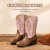 imageCowgirl Boots for Little Girls Mid Calf Pointed Toe Kid Cowboy Boots Side Zipper Classic Embroidered Western Boots Horse Riding Shoes Party for Toddler Little Big KidsPink Brown