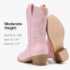 imageGirls Cowboy Boots Pull On Cowgirl Boots Pointed Toe Mid Calf Western Boots for Little Kid Big KidRhinestone Pink