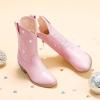 imageGirls Cowboy Boots Pull On Cowgirl Boots Pointed Toe Mid Calf Western Boots for Little Kid Big KidRhinestone Pink